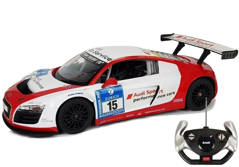auto na daljinsko upravljanje audi r8 lms rastar 1:14 bijelo-crveni - slika 2