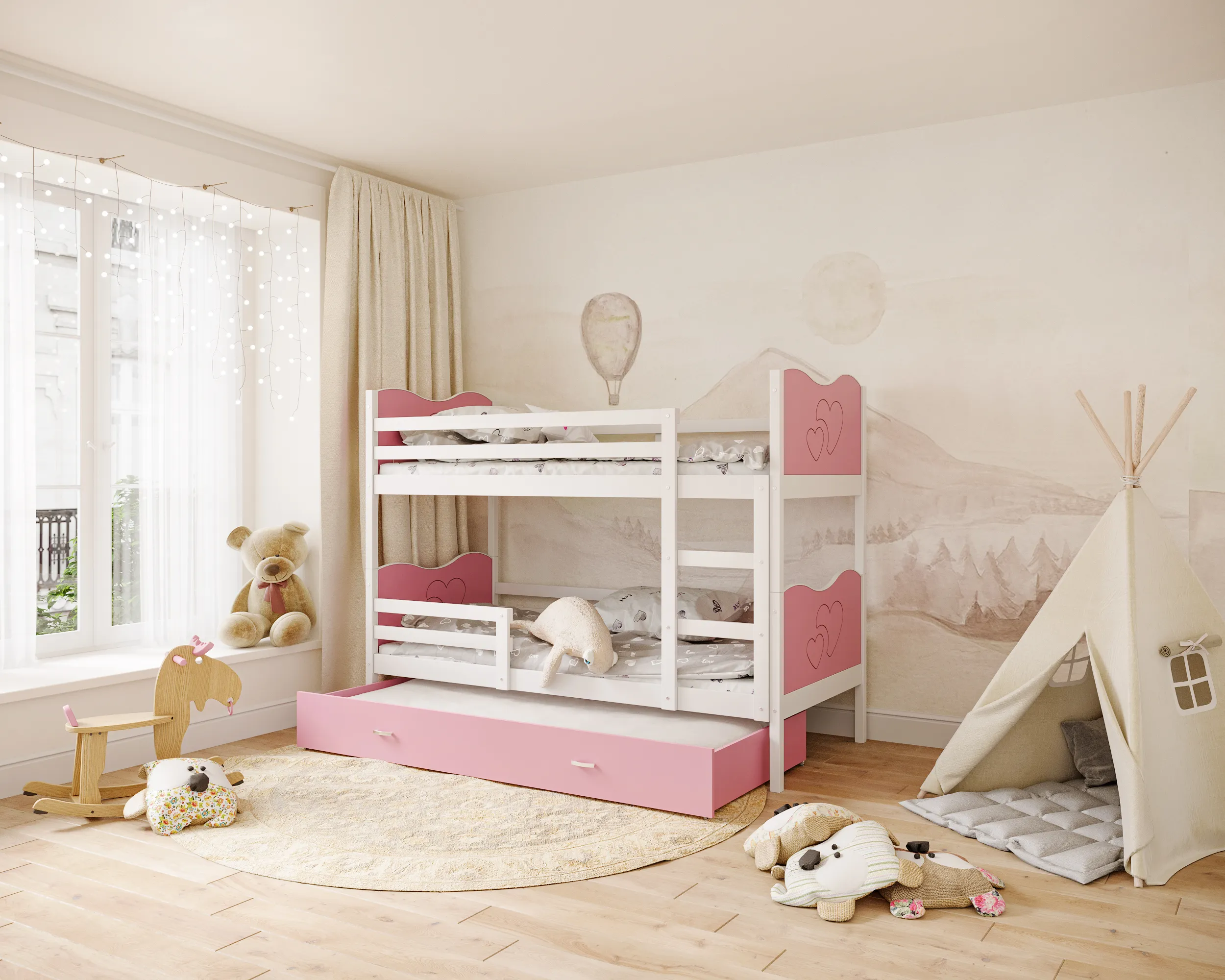 Max 3 krevet na kat s tri ležaja 190×80 – srce - Nedeljanec, Vidovec