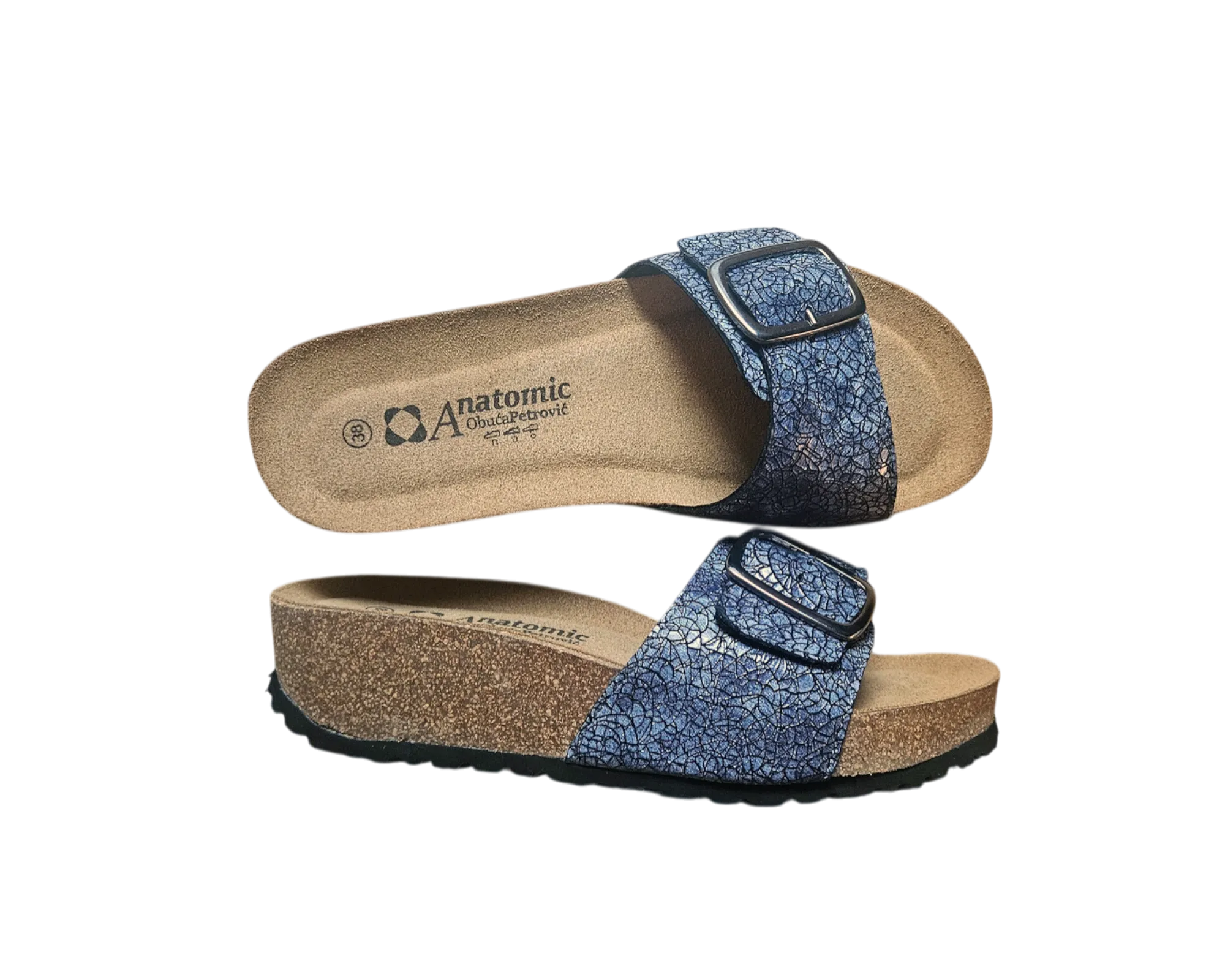 anatomic midnight blue – indigo metalik natikače s popucanim efektom - slika 6