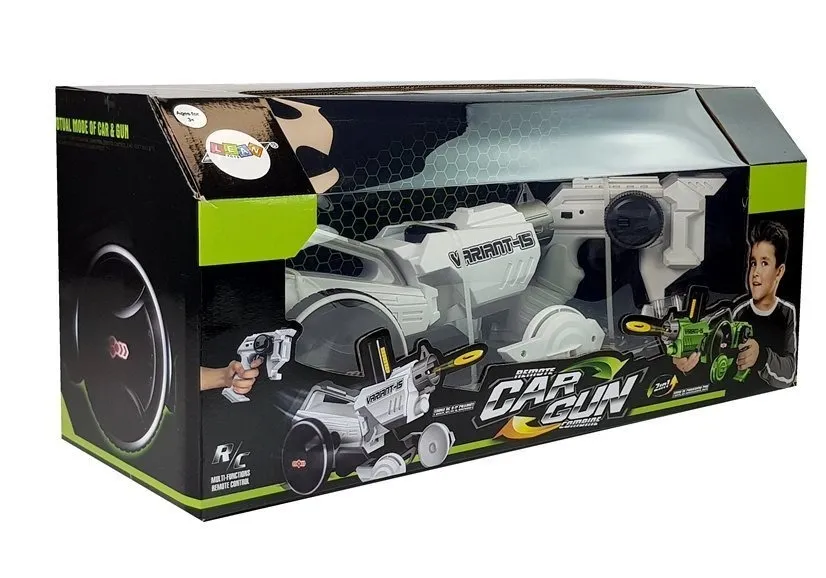 gun launcher car 2 in 1 remotely operated foam discs white - slika 6