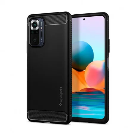 spigen rugged armor, zaštitna maska za telefon, crna - xiaomi redmi note 10 pro/max - slika 1