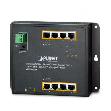 Planet Industrial Wall.mount 8-Port PoE 2 SFP Managed Switch - Umag