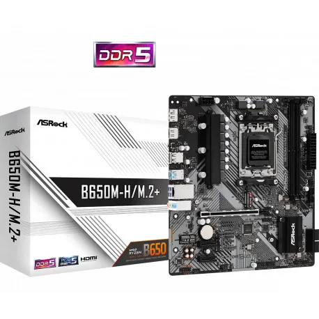 asrock mb b650m-h/m.2+, s.am5, 2xddr5/6400(oc), pcie 4.0, g-lan, hdmi/dp, usb-c, matx - slika 1