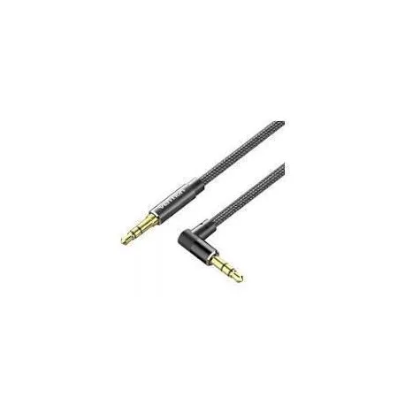 vention cotton braided 3.5mm male to male right angle audio cable 2m, black - slika 1