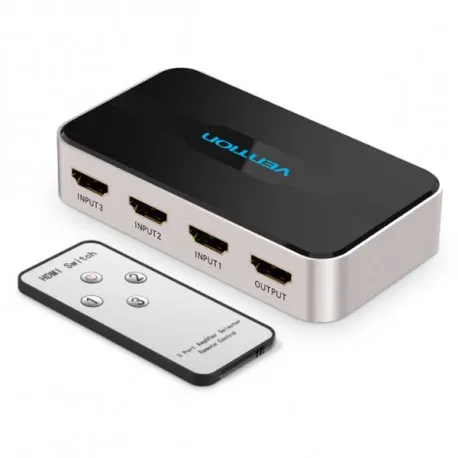 Vention HDMI Switch 3 In 1 Out Gray Metal Type - Umag