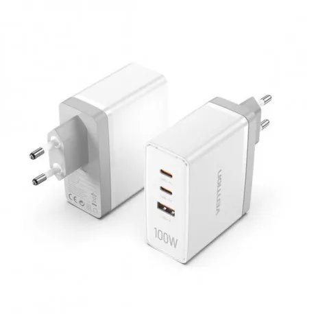 Vention 3-Port USB (C C A) GaN Charger (100W 100W 30W) EU-Plug - Umag