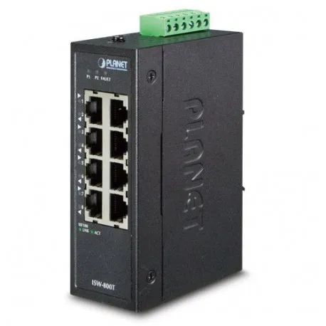 Planet Industrial 8-Port (8x100Mbps RJ45) Compact Ethernet Switch (-40~75 degrees C), unmanaged - Umag