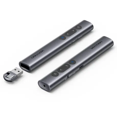 Vention Wireless PowerPoint Presentation Clicker with Green Laser Pointer, Rechargable – Gray - Umag