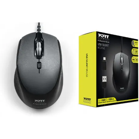 port miš office pro silent, žični, crni - slika 1