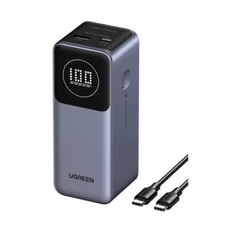 ugreen nexode prijenosni punjač (powerbank) 12000mah, 100w brzo punjenje, 1×usb-a/2×usb-c, pd3.0/qc3.0, sivi - slika 1