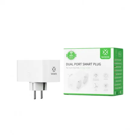 WOOX WiFi Smart dupla utičnica, 16A/3680W, WooxHome app, glasovna kontrola - Alexa &amp; Google Assistant, Wi-Fi kontrola (R6153) - Umag