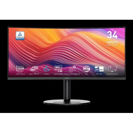 MSI Modern MD342CQP, 34", VA, Curved 1500R, 3440 x 1440 (UWQHD), 120Hz, 1ms/4ms, 300nits, 10 bit, HD - Umag