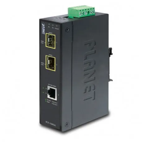 Planet Industrial 10 100 1000T to 2-port 100 1000X SFP Media Converter - Umag