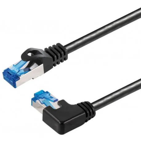 Transmedia Cat6A SFTP Patch Cable, RJ45 plug angled down, 1,5 m - Umag