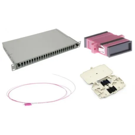 nfo patch panel 1u 19" pull-out - multimode 24x sc om4 duplex adapter pigtail kazeta set - slika 1