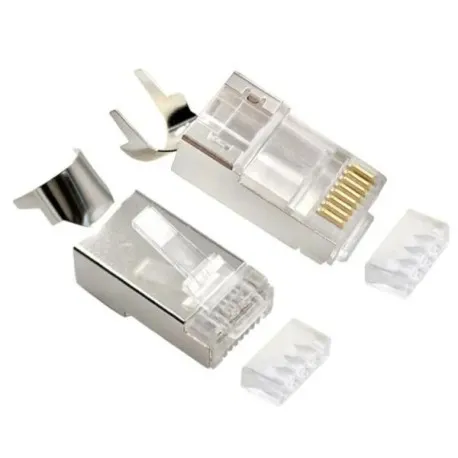 gembird shielded modular cat7 pass-through type plug 15u" gold plated, 50 pcs per bag - slika 1