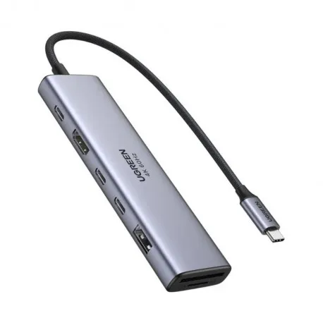 UGREEN 7-portni USB-C HUB na 1xUSB-A 3.2, 2xUSB-C 3.2, 1xSD/TF čitač memorijskih kartica, 1xUSB-C za napajanje, 1x HDMI, sivi - Umag