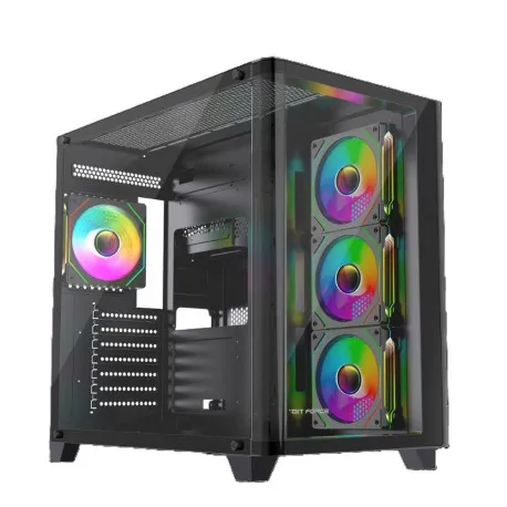 bit force cube argb-tgc-pwm4 gaming midi tower atx kućište bez napajanja, crno - slika 1