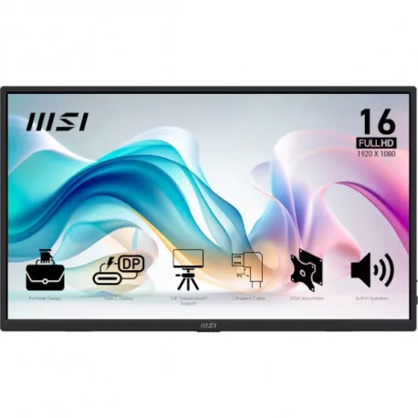 monitor msi pro mp165 e6 / 15.6" / fhd / ips / 60hz / 4ms (gtg) / portable / black - pd 15w - slika 1