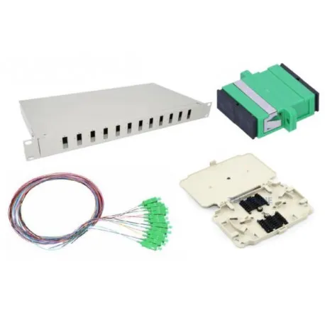 NFO Patch Panel 1U 19" Closed - Singlemode 12x SC APC Duplex Adapter Pigtail kazeta SET - Umag