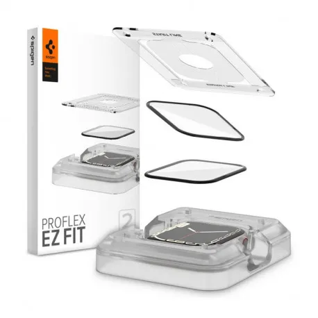Spigen ProFlex EZ Fit, zaštitno staklo za Apple pametni sat, 2 kom + okvir za poravnanje - Apple Watch 9/8/7 41mm (AFL04052) - Umag