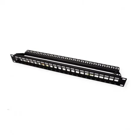 Roline 24-portni Patch Panel (prazni) 19" Keystone STP Cat.5/6/6a/Class E, crni - Umag