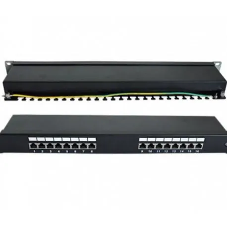 naviatec cat6 shielded 16-port patch panel black - slika 1