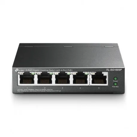 TP-Link 5-port Gigabit PoE preklopnik (Switch), 5×10/100/1000M RJ45 ports, 4×PoE ports, metalno kućište (56W) - Umag