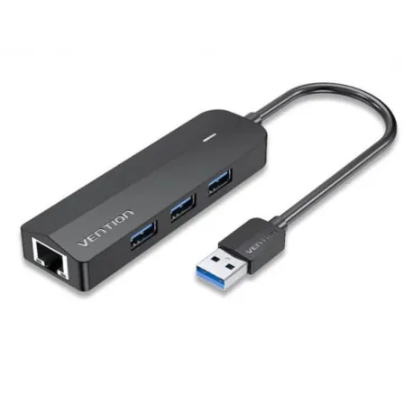 Vention 3-Port USB 3.0 Hub with Gigabit Ethernet Adapter 0,15m Black - Umag