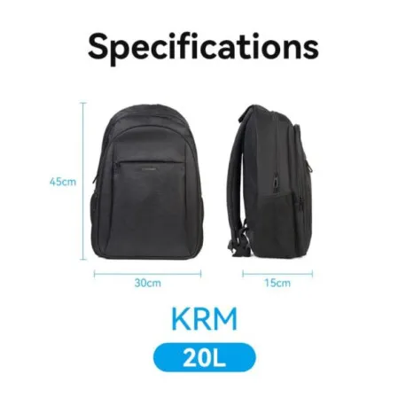 Vention Water-Repellent Laptop Backpack Black, 20L - Umag