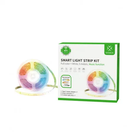 WOOX WiFi Smart LED traka RGB + muzička funkcija, 5m, 24W, 3000K-6500K, vodootporna, WooxHome app, glasovna kontrola - Alexa - Umag
