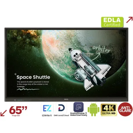 benq 65" re6504a touchscreen 4k uhd (3840×2160) ips, 16:9, 8gb/64gb, 450cd/m2, 1200:1, 4xhdmi, 5xusb-a, 2xusb-c, 2xusb-b, zvu - slika 1