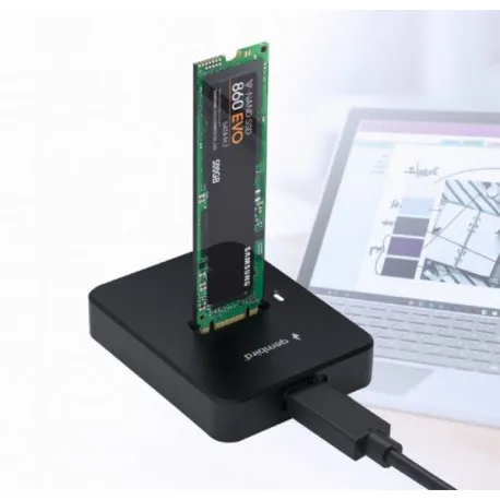 gembird desktop usb type-c m.2 sata nvme ssd drive docking station, black - slika 1