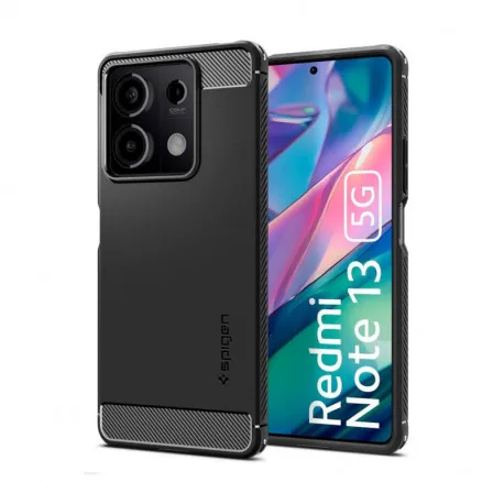 spigen rugged armor, matte black - xiaomi redmi note 13 5g - slika 1