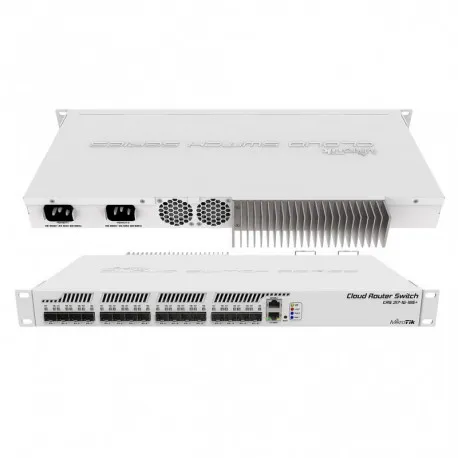 mikrotik cloud router switch crs317-1g-16s+rm, 800mhz cpu, 1gb ram, 1xg-lan, 16xsfp+, routeros l6 or switchos (dual boot), 1u - slika 1