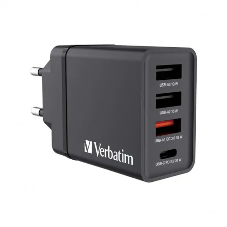 Verbatim zidni punjač 30W, 3×USB-A/1×USB-C, crni - Umag