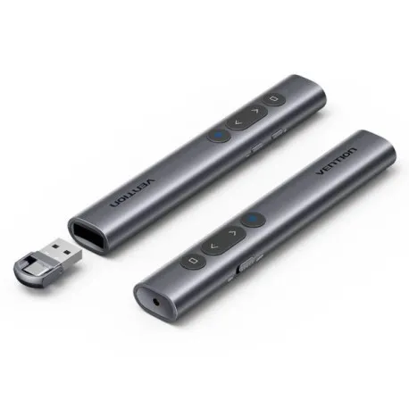 Vention Wireless PowerPoint Presentation Clicker with Red Laser Pointer – Gray - Umag