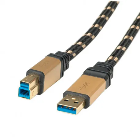 Roline GOLD USB3.0 kabel TIP A/B M/M, 3.0m, crno/zlatni - Umag