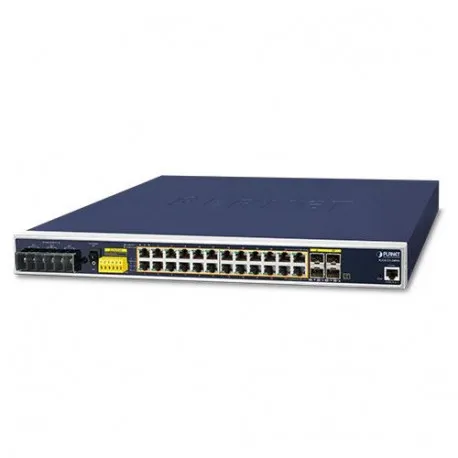 Planet Industrial L3 24-Port GbE RJ45 802.3at PoE 4 Ports Shared 1G Open Slot SFP Managed Ethernet Switch (-40~75C) - Umag