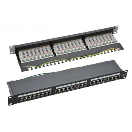NaviaTec Cat6 Shielded 24-Port Patch Panel Black - Umag