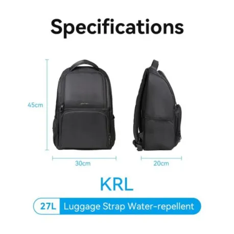 vention water-repellent laptop backpack black, 27l - slika 1