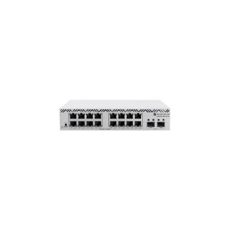 mikrotik cloud smart switch css318-16g-2s+in with 16 x gigabit ethernet ports, 2 x sfp+ cages, swos, desktop kućište, psu - slika 1