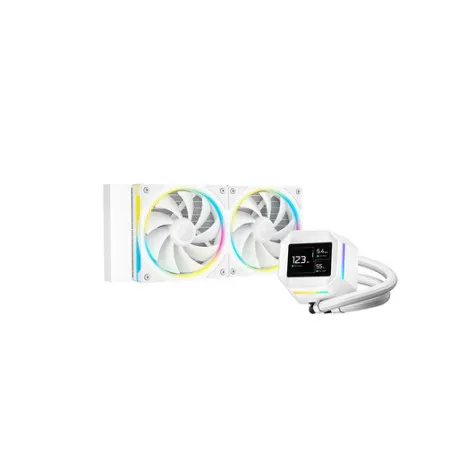 aio liquid cooler deepcool lm240 wh, 240mm, lcd, argb - slika 1