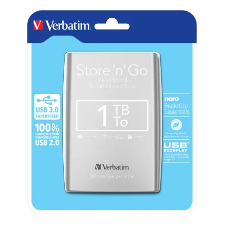 Externi hard disk Verbatim 53071 Store 'n'Go 2,5" 1TB USB 3.0 Gen1 silver - Umag