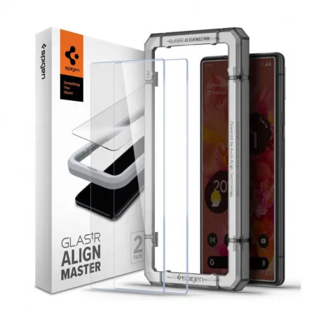 spigen glas.tr alignmaster, zaštitno staklo za ekran telefona, 2 kom + okvir za instalaciju - pixel 6 (agl04164) - slika 1