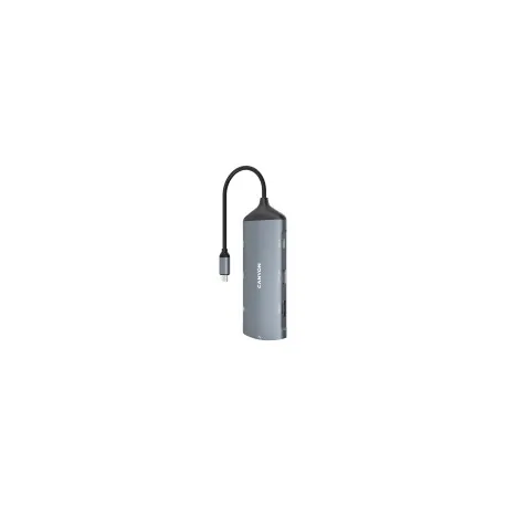 CANYON 8 in 1 hub, with 1*HDMI,1*Gigabit Ethernet,1*USB C female:PD3.0 support max60W,1*USB C male : - Umag