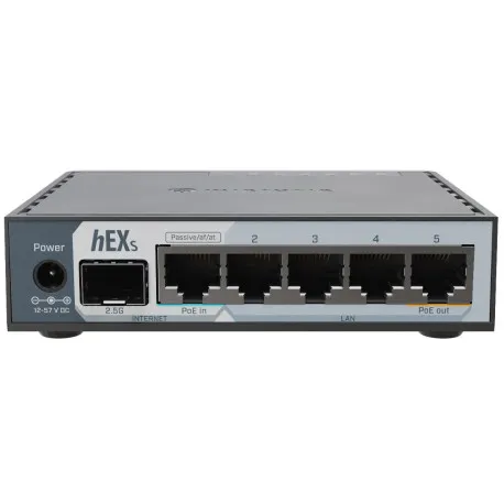 MikroTik hEX S (2025) Switch 5x Gigabit Ethernet ports, 1x 2.5 Gigabit SFP, 512 MB RAM, metalno kućište, ARM - Umag