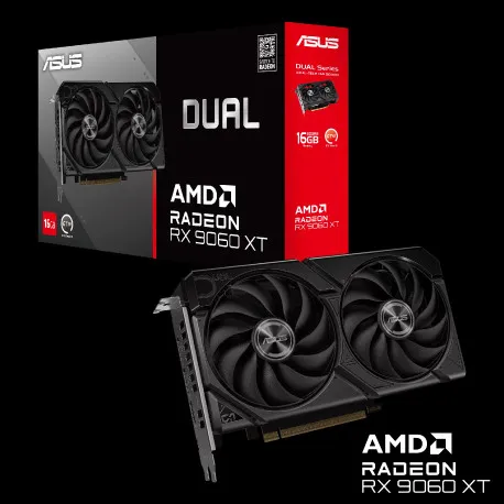 Asus Dual Radeon RX 9060 XT 16GB GDDR6, PCIe 5.0 x16, 1×HDMI/2×DP - Umag