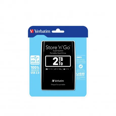 Externi hard disk Verbatim 53177 Store'n'Go 2.5" 2TB USB 3.0 Gen1 black - Umag