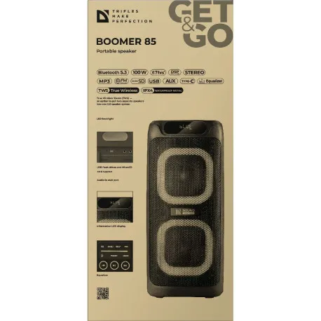 Prijenosni zvučnik Defender Boomer 85 RGB, BT/FM/USB/microSD/mikrofon, RMS 100W - Umag